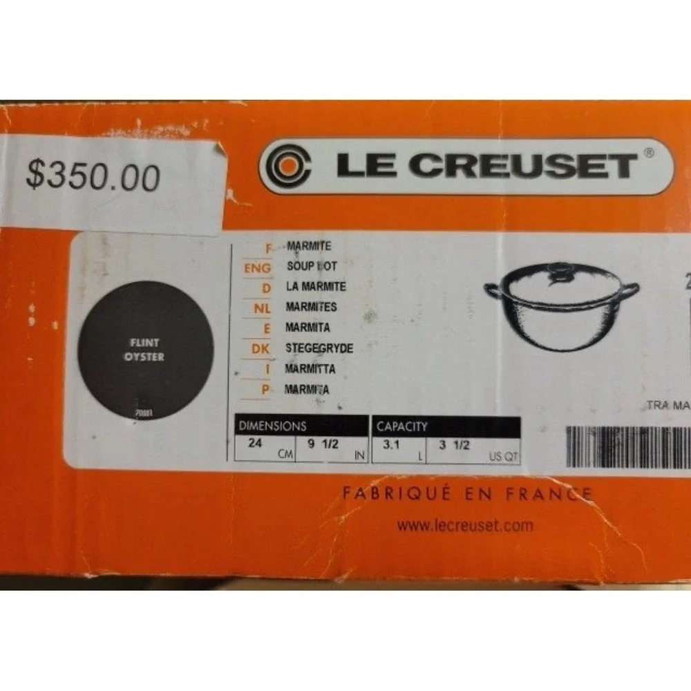 Le Creuset Signature 3.5‎ Qt Cast Iron Braiser #24 Oyster Flint Gray NIB NOS
